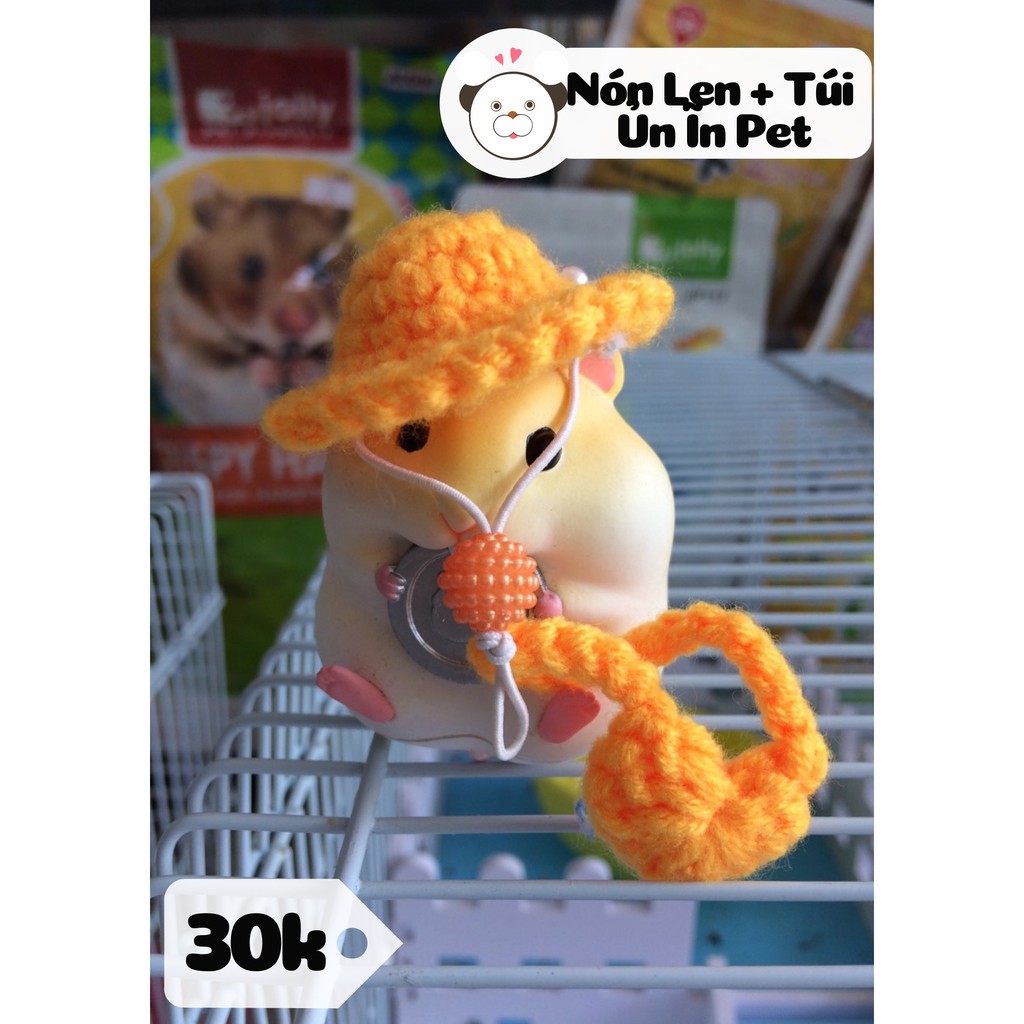 Nón len CÀI VÀNG HỘT KÈM TÚI cho hamster, sóc, bọ, thú nhỏ