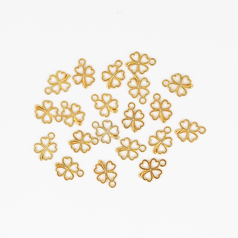 Set 20 Mặt Vòng cổ Bạc Hình Cỏ May Mắn Diy