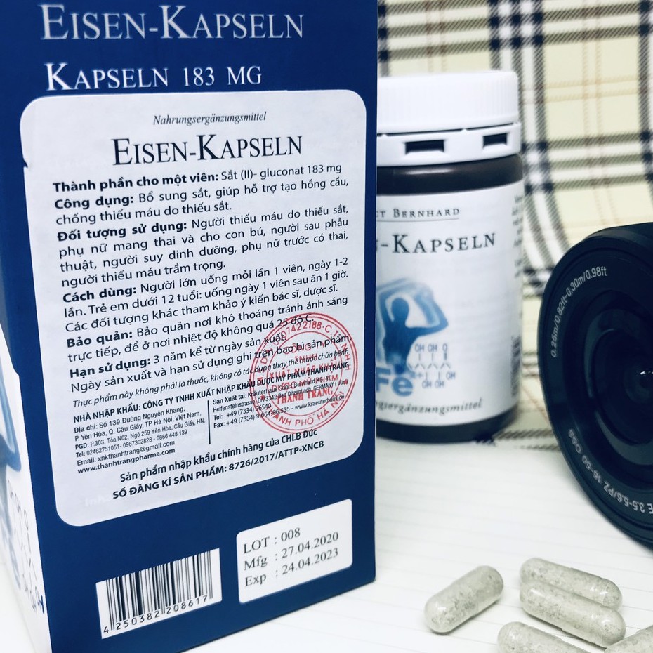 Viên uống bổ sung Sắt Eisen Kapseln chống thiếu máu (Hộp 60 Viên) - [Chính hãng Sanct Bernhard Đức ]
