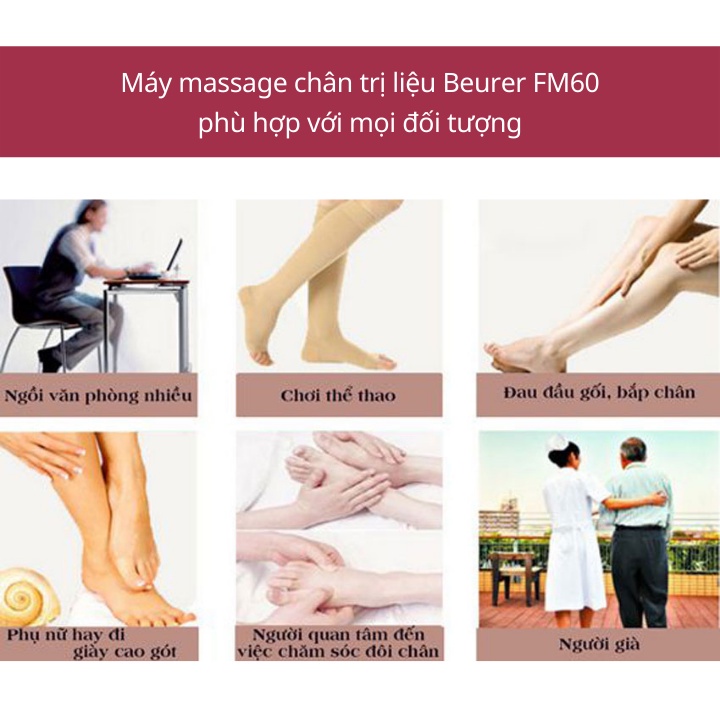 Máy massage chân khô trị liệu Beurer FM60 kết hợp đèn hồng ngoại massage các huyệt đạo ở gan bàn chân [Bảo hành 2 năm]