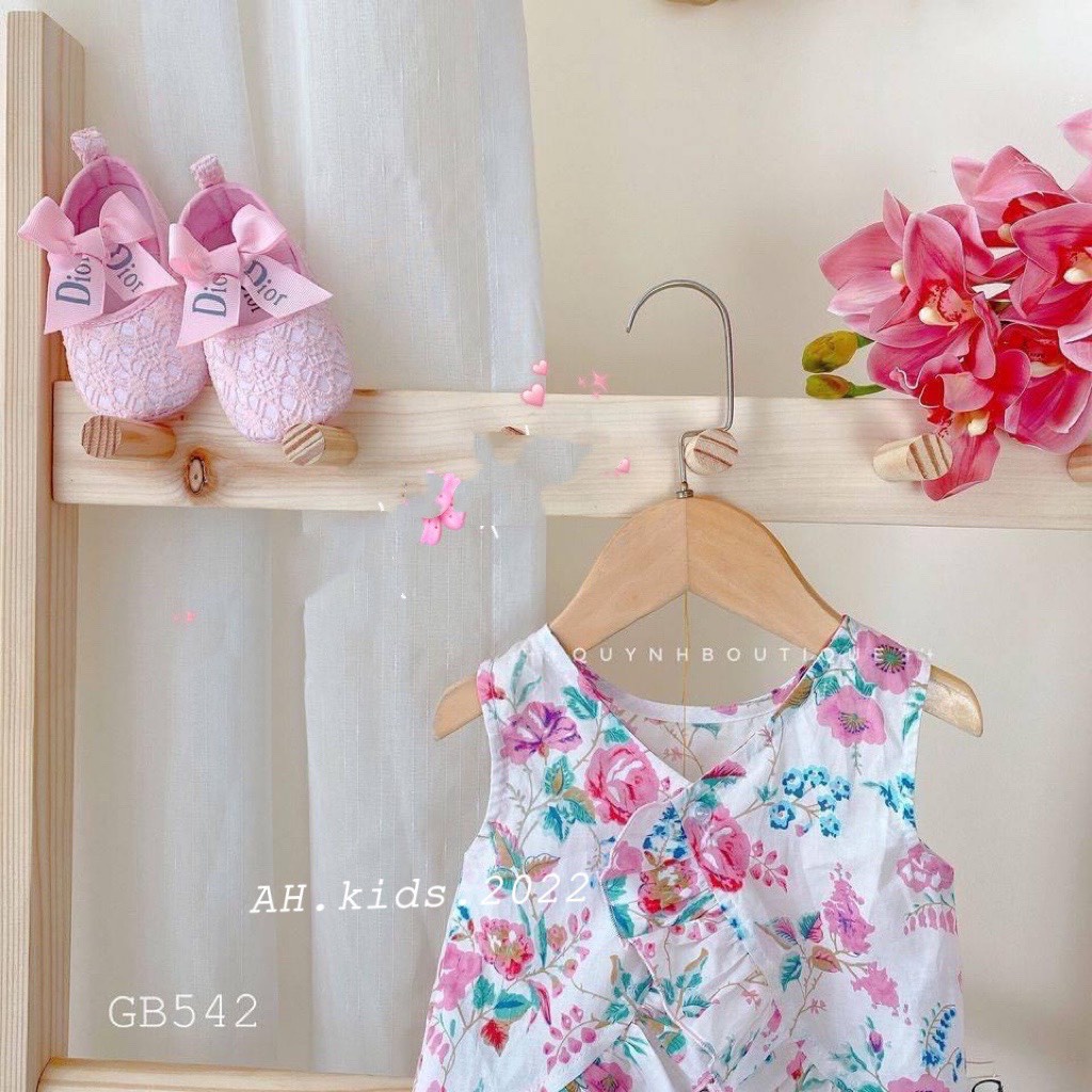 Set Bộ Bé Gái Sát Nách Vải Thô Mềm Hoa Nhí Cực Yêu, Bộ Đồ Cho Bé Mặc Đi Chơi Đi Học