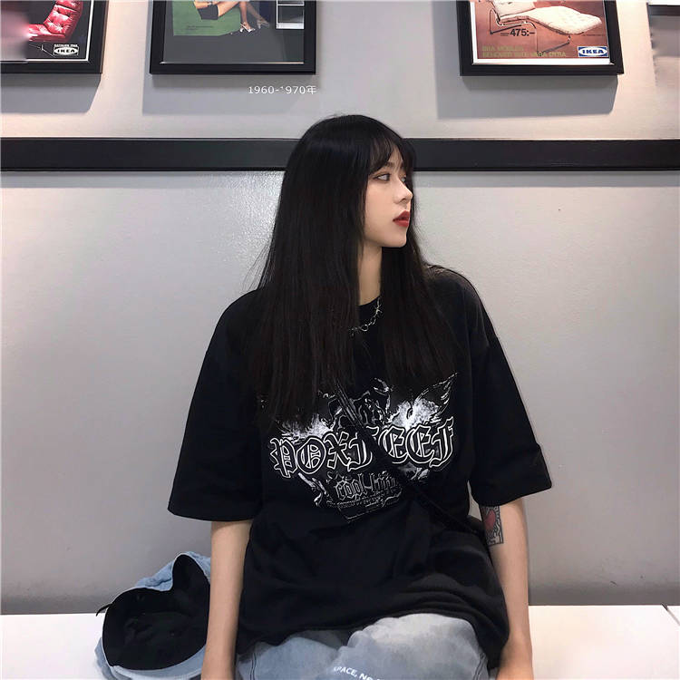 NRVP Áo thun ngắn tay dáng rộng in hoạt hình kiểu Hàn Quốc thời trang mùa hè 2021 cho học sinh