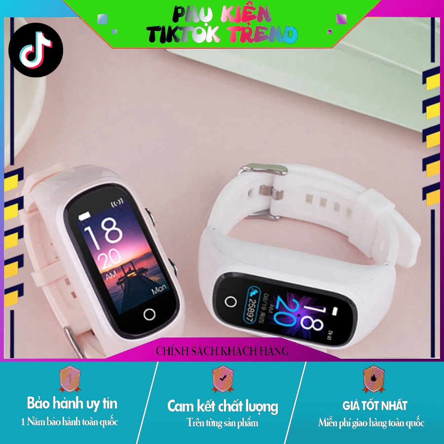 Vòng đeo tay thể thao thông minh N8 - Tích hợp tai nghe Bluetooth - Đo nhịp tim, sức khỏe - Cảm ứng vân tay siêu