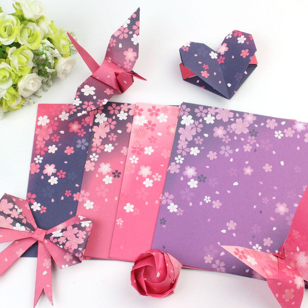 Giấy Xếp Origami Hình Vuông Họa Tiết Hoa Anh Đào Nhiều Màu Sắc