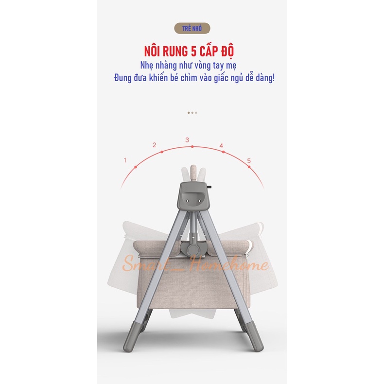 Nôi cho bé có màn- thư giãn cho em bé sơ sinh có bánh xe dễ dàng di chuyển smart_homehome mb427