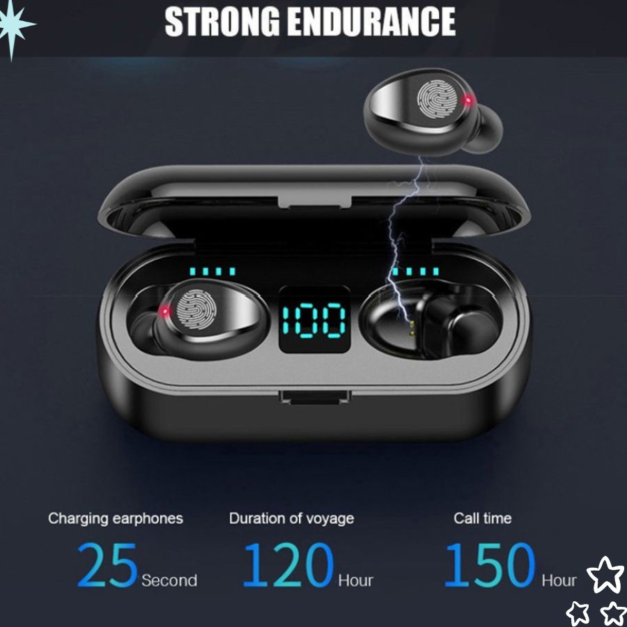 Tai Nghe Bluetooth Không Dây F9 TWS 5.0 Có Micro Nghe Gọi Cảm Ứng Chạm Chơi Game Giảm Tiếng Ồn - F9- Leli_store