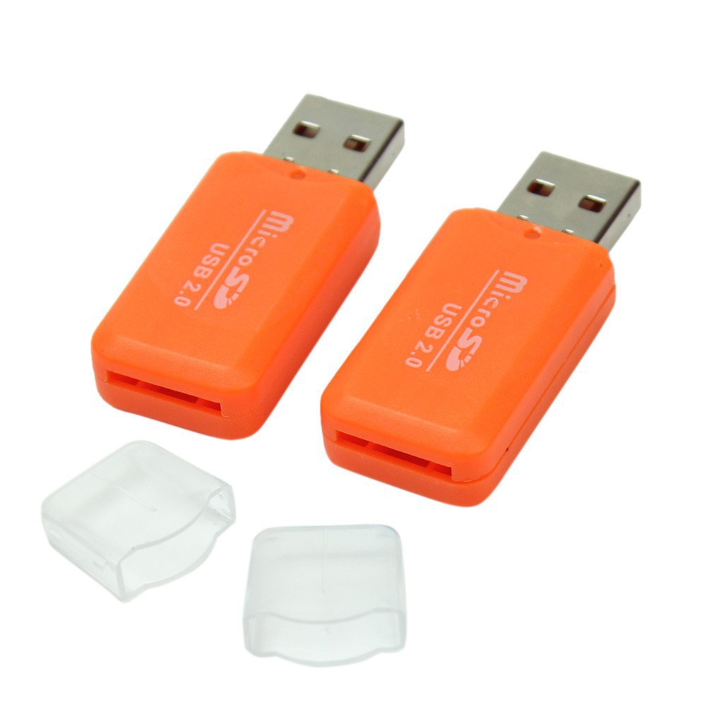 Set 2 đầu đọc thẻ nhớ USB 2.0 Micro SD SDHC TF màu cam chất lượng
