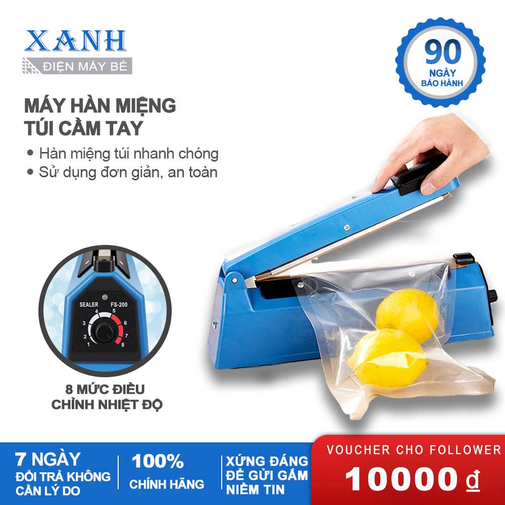 Máy hút chân không thực phẩm cầm tay - Máy hàn miệng túi nilon túi zip dập tay để bảo quản thực phẩm,cắt màng co HM01