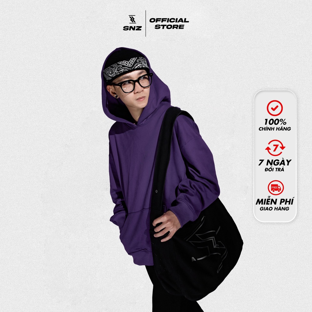 Áo hoodie nam chất nỉ bông form rộng dày dặn phong cách SNAZZY V3 PURPLE HOODIE