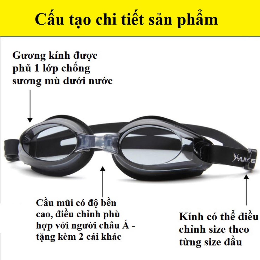 Kính Bơi Nam Nữ Cao Cấp Co Giãn Freesize – Mắt Kính Bơi Chống Mờ, Chống Tia Cực Tím