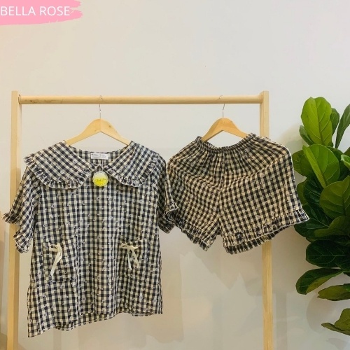 Đồ ngủ caro nữ cute dễ thương cao cấp phong cách tiểu thư Bella Rose bt9 | BigBuy360 - bigbuy360.vn