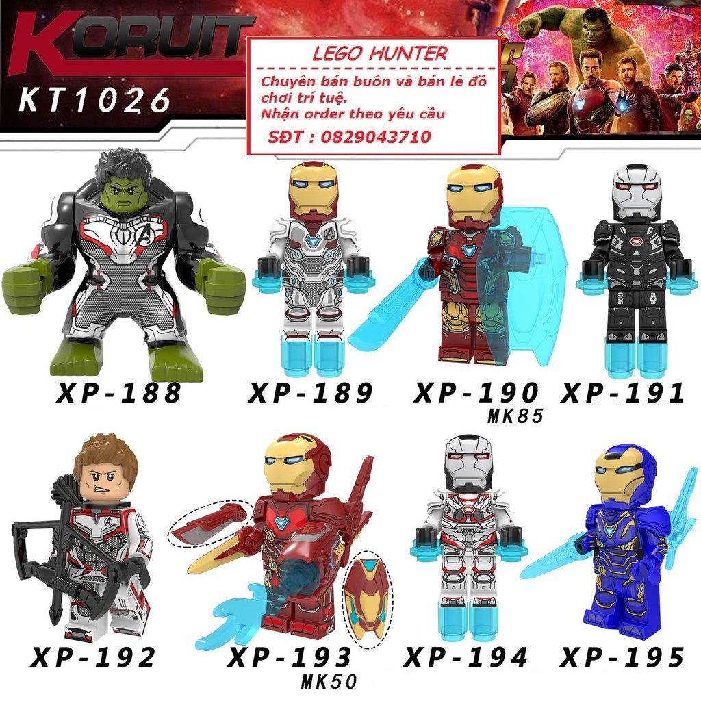 Xếp Hình Marvel Superheroes mô hình lắp ráp nhân vật Ironman mk 50 mk 85 Pepper Rescue Warmachine KT 1026