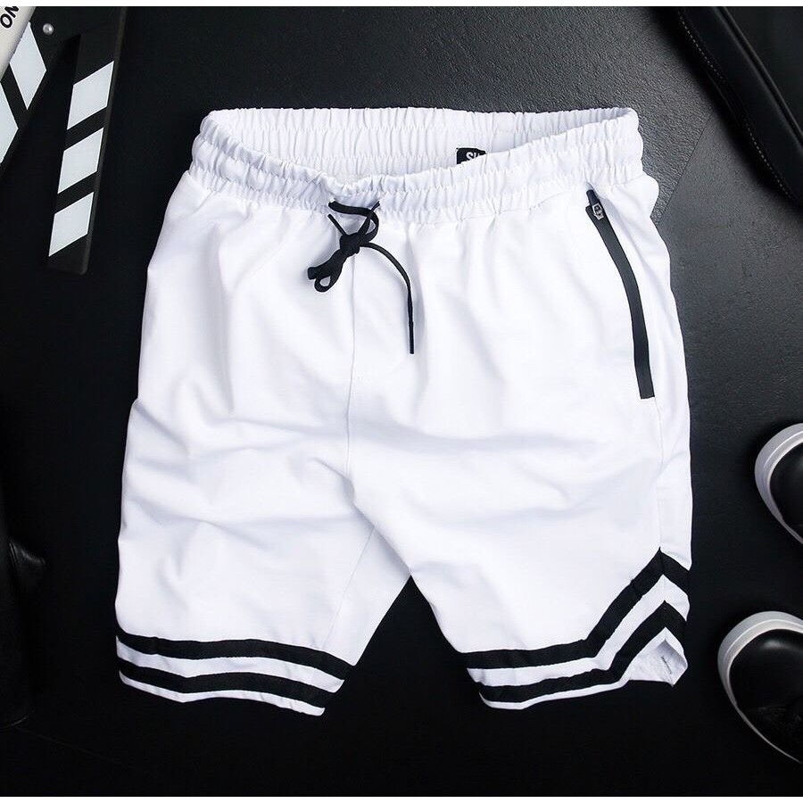 Quần Short Nam Nữ Viền V Túi Khóa Kéo Thun Poly Phong Cách Thể Thao Năng Động Cá Tính Unisex ANH DUY SHOP QS01