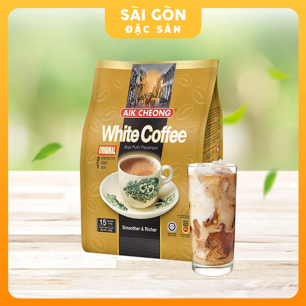 Cà phê trắng white coffee 3 in 1 Cafe gói Malaysia Aik Cheong 15 GÓI X 40G SÀI GÒN ĐẶC SẢN