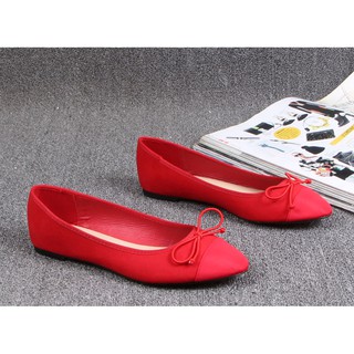 Giày Búp Bê Đỏ Da Lộn Êm Êm - BB161