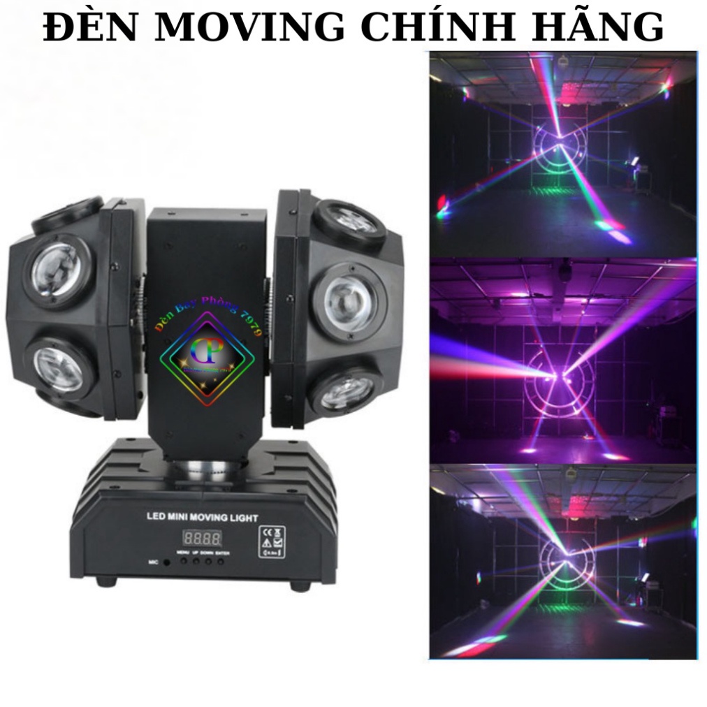 Đèn Moving 2 Đầu 12 Mắt Độc Lập Hiệu Ứng 3D Cảm Biến Nhạc Sử Dụng Cho Sân Khấu, Bar, Phòng Karaoke..