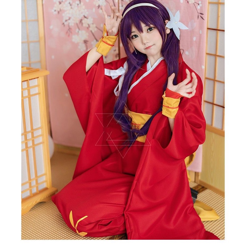 Trang Phục Hóa Trang Nhân Vật Yasha Baixuequan Kimono Đỏ Yukata