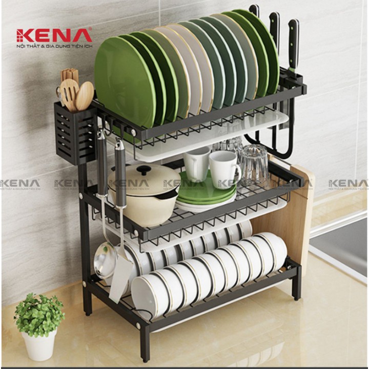 Kệ úp chén bát 3 tầng kèm khay hứng nước tiện ích KENA KN135-3 Hàng Việt Nam chất lượng cao | BigBuy360 - bigbuy360.vn