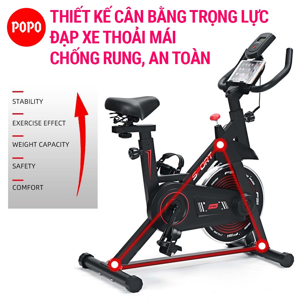 Xe đạp tập thể dục tại nhà Air Bike POPO máy đạp xe đạp tập gym nhiều tính năng