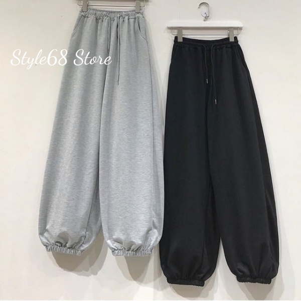 (GIÁ SỐC) Quần jogger trơn bó ống chun 2 màu nam nữ hot trend_Style68 Store