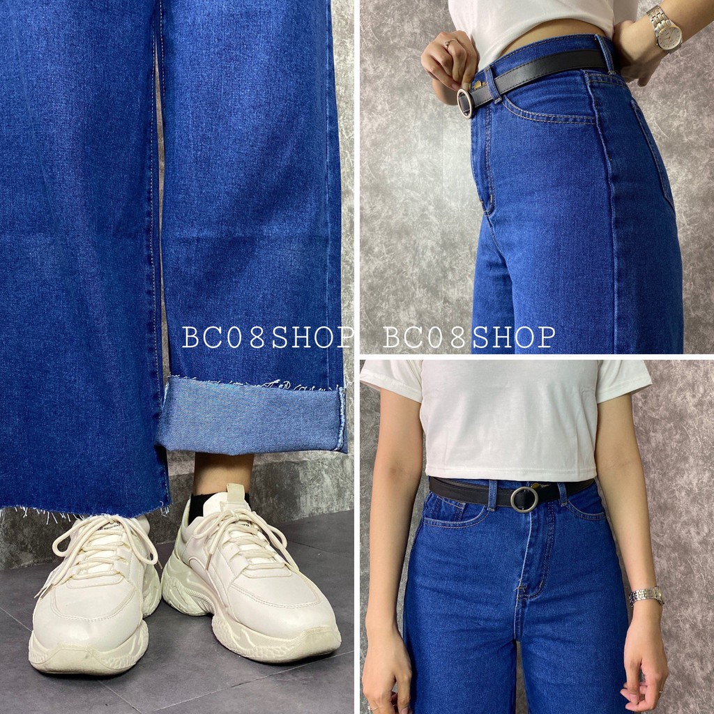 [Mã WASTMAY giảm 15% tối đa 30K đơn 150K] Quần Jean Nữ Ống rộng Màu Xanh Basic Lai Tua (Không Gấu) BC180 | BigBuy360 - bigbuy360.vn