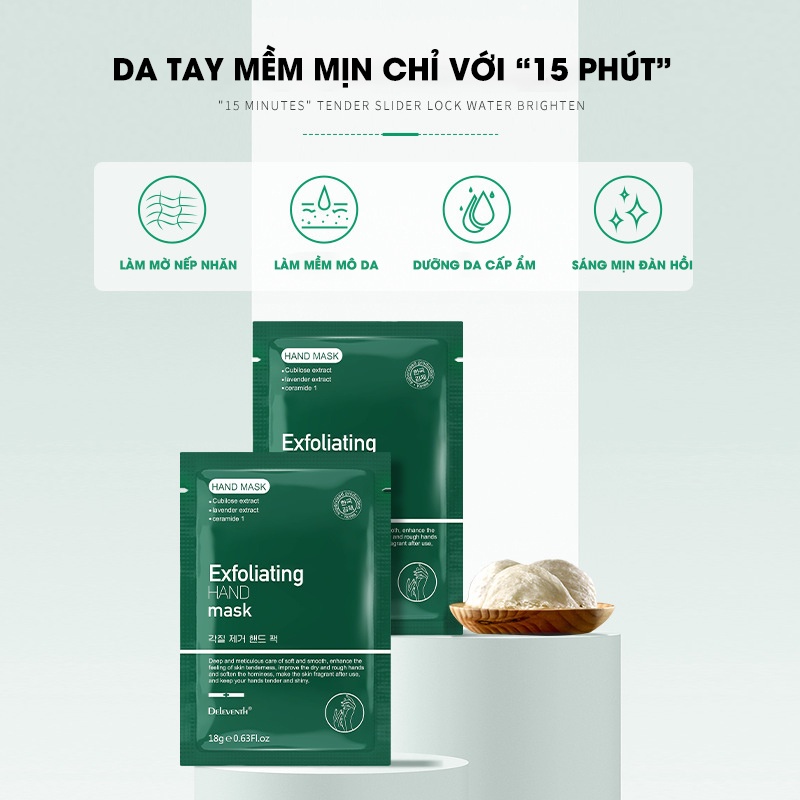 Mặt Nạ Tay Chân DELEVENTH [FREESHIP] Dưỡng Trắng Da Ủ Tay Chân Tẩy Da Chết Chống Nứt Da