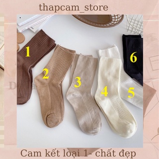 Tất vớ cổ cao màu beige vintage bộ 6
