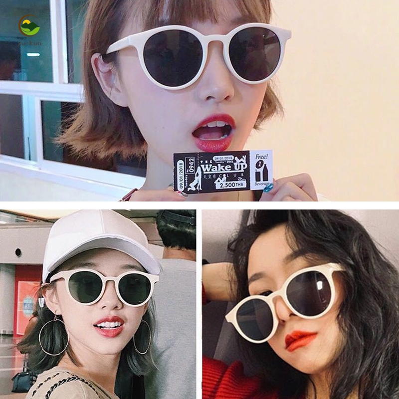 【YUKV】Kính râm gọng tròn đơn giản phong cách nhà thiết kế cổ điển dành cho bạn nữ