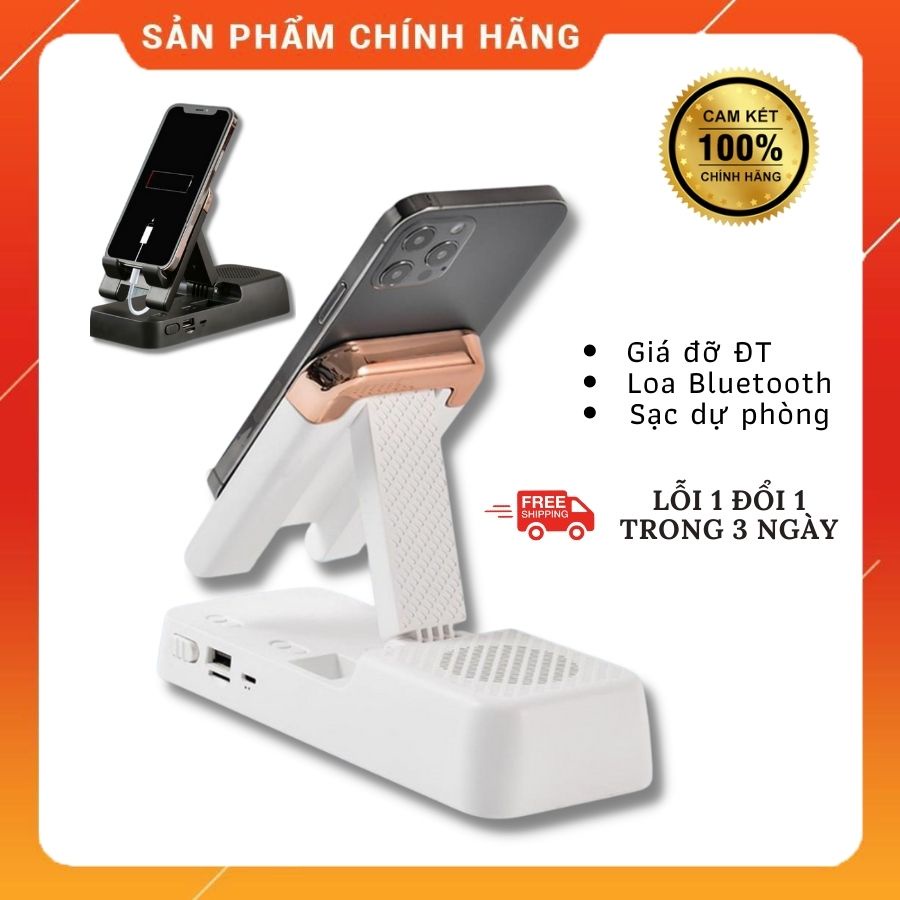 Giá Đỡ Điện Thoại Kèm Loa Phát Nhạc F18 - Kiêm Sạc Dự Phòng - Có Đệm Silicon Chống Trượt