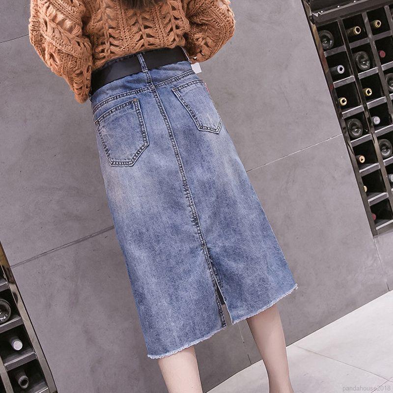 Chân Váy Denim Lửng Xẻ Tà Lưng Cao Khoét Lỗ Màu Trơn Dây Khóa Kéo Thời Trang Xuân Hè Dành Cho Nữ | BigBuy360 - bigbuy360.vn