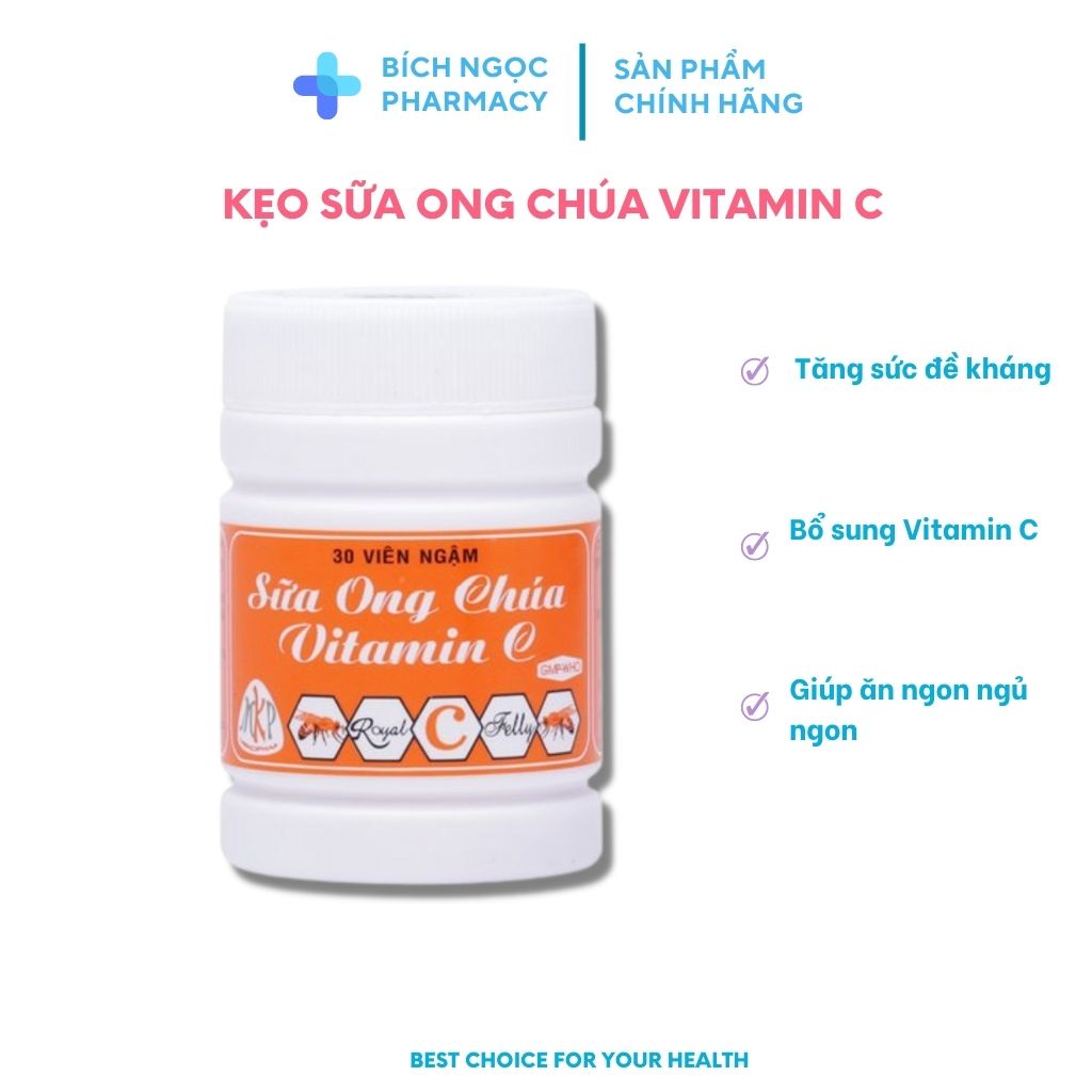 Viên kẹo ngậm sữa ong chúa Vitamin C Mekophar Lọ 30 viên