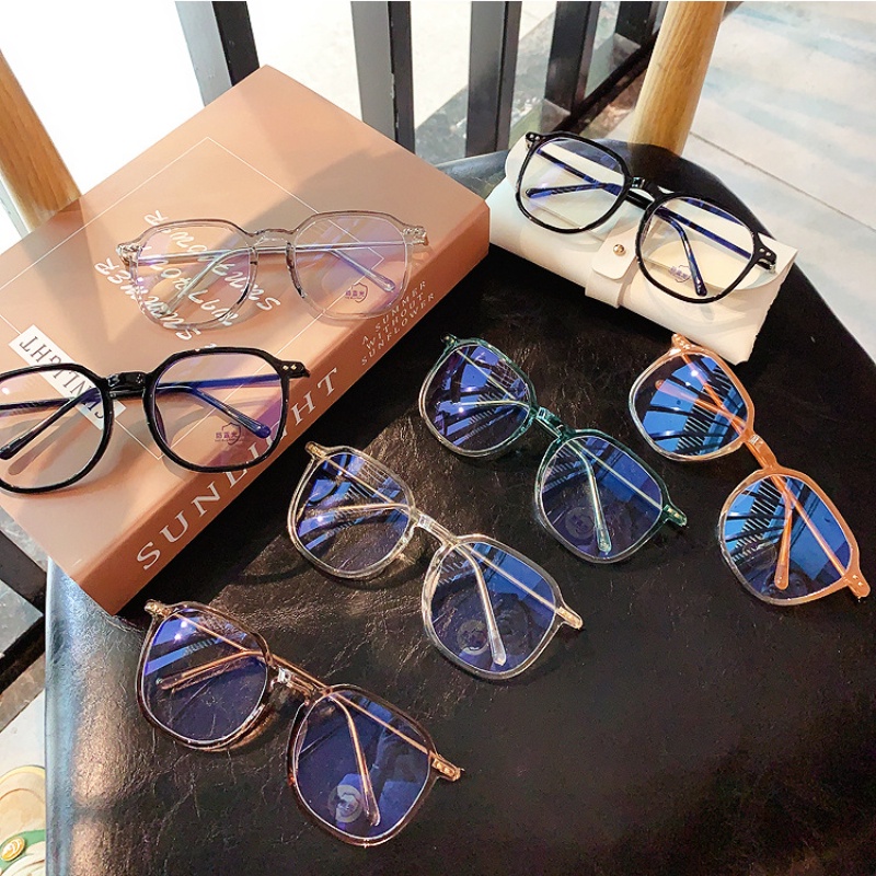 Mắt Kính Chống Bức Xạ Gọng Vuông Lớn Màu Gradient Thời Trang Hàn Quốc Cho Nữ