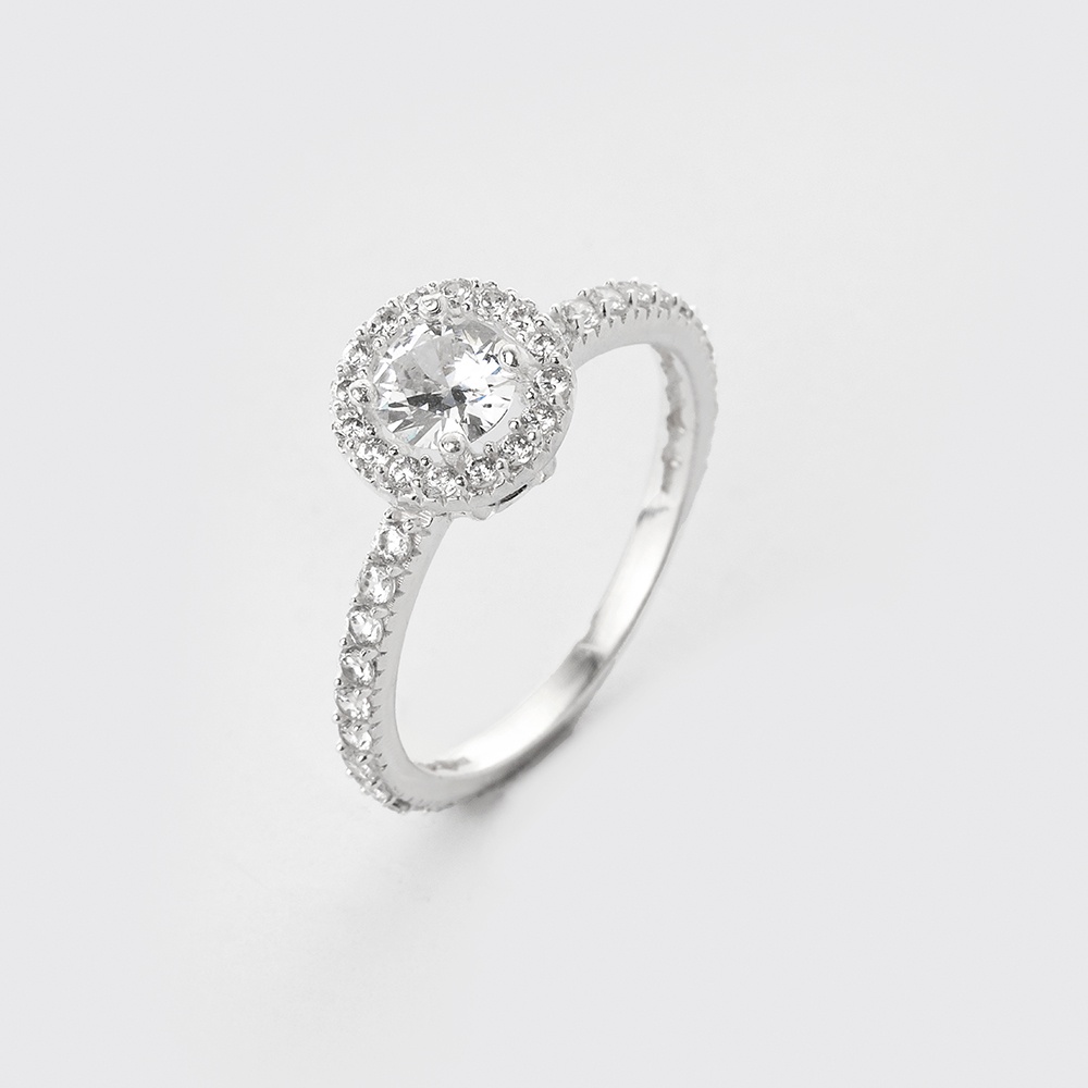 Nhẫn bạc nữ TLEE đá tròn viền nạm đá sang trọng NCJ A0167