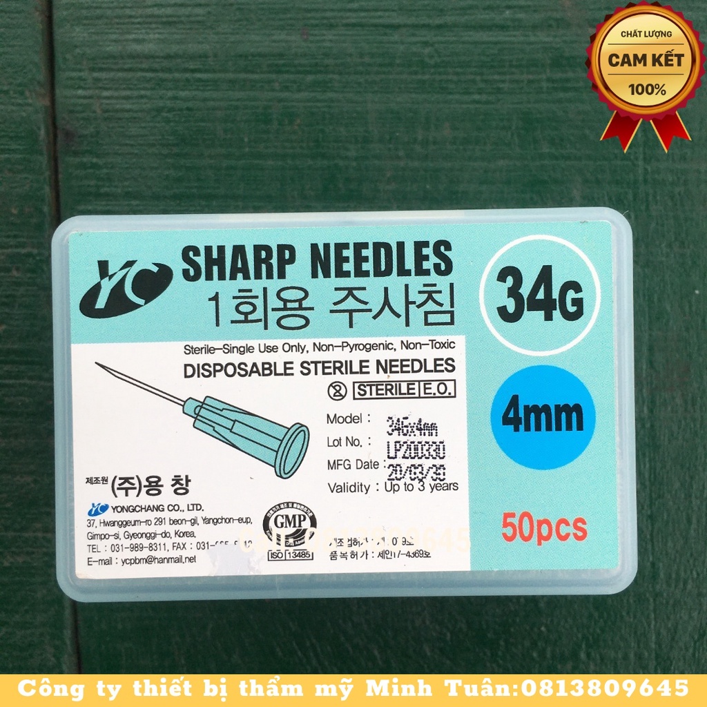 [Lẻ 1 cái] Đầu kim meso 30G 32G 34G 4mm Hàn Quốc Kim tiêm dưỡng chất căng bóng da