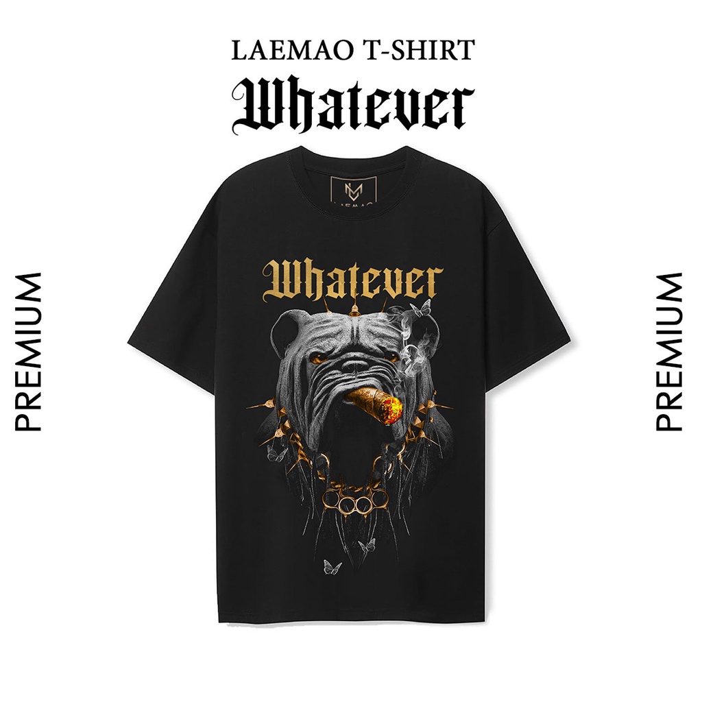 Áo thun LAEMAO chất liệu cotton tay lỡ form oversize WHATEVER