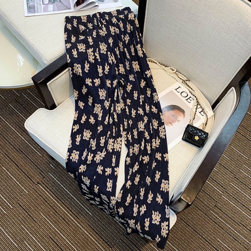 Quần Dài In Hình Hoạt Hình Thời Trang 198526 Quần Dài Ống Rộng Lưng Cao Tôn Dáng Hợp Thời Trang