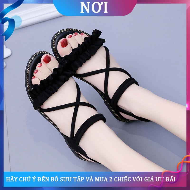 ☌✈◄Dép nữ học sinh, giày công chúa phiên bản hàn quốc, mọi sinh cấp 2, đế bệt new net in nổi tiếng