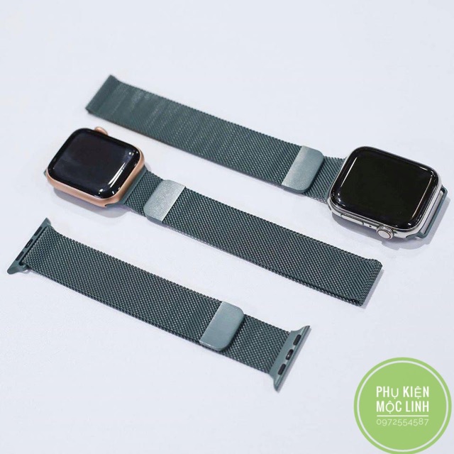 Xanh bóng đêm - Midnight green  Dây Mesh Apple Watch chính hãng thép không rỉ đồng hồ size 38 40 42 44 mm