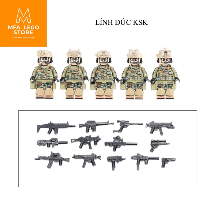 Đồ chơi lắp ráp swat army , mô hình lắp ghép quân sự -Combo 5 lính Đức KSK MFA TOY STORE