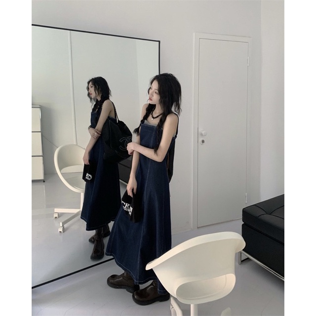 Váy yếm hai dây jeans buộc dây