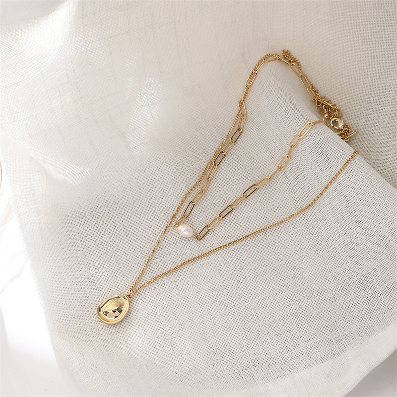 Vòng Cổ Hai Lớp Đính Hạt Ngọc Trai Phong Cách Thời Trang Mới 2022 F667