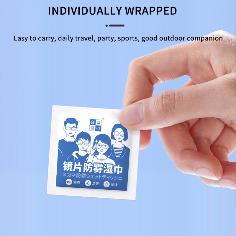 Set 100 Khăn Lau Kính Mắt Chống Sương Mù PTQ Dùng Một Lần