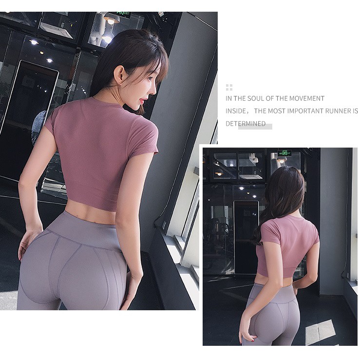 Áo thun tập Gym nữ áo croptop Body thun dệt co giãn cho nữ tập thể thao Giá Rẻ GYMSTORE 004