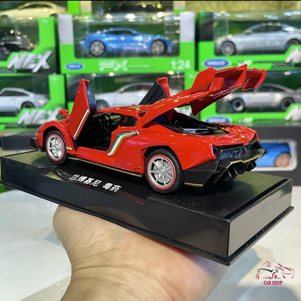 Mô hình xe bằng sắt Lamborghini Veneno tỉ lệ 1:32 hãng Double Horses màu đỏ