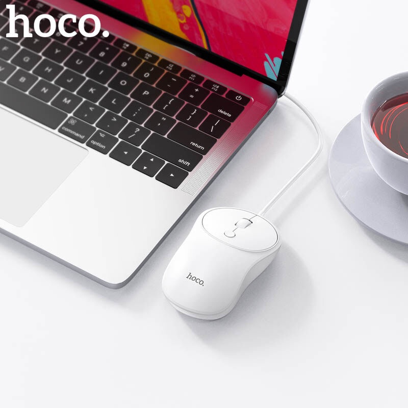 Chuột có dây Hoco GM13 DPI 1000/1600, thao tác dễ dàng nhờ thiết kế nút 4D, chất liệu ABS+PVC, dây USB kết nối, dài 1.5m