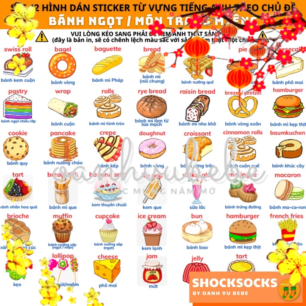 🔥42 hình dán sticker từ vựng tiếng Anh chủ đề ĂN UỐNG - 42 Eng/Vi vocabulary stickers topic FOOD AND DRINKS 🔥