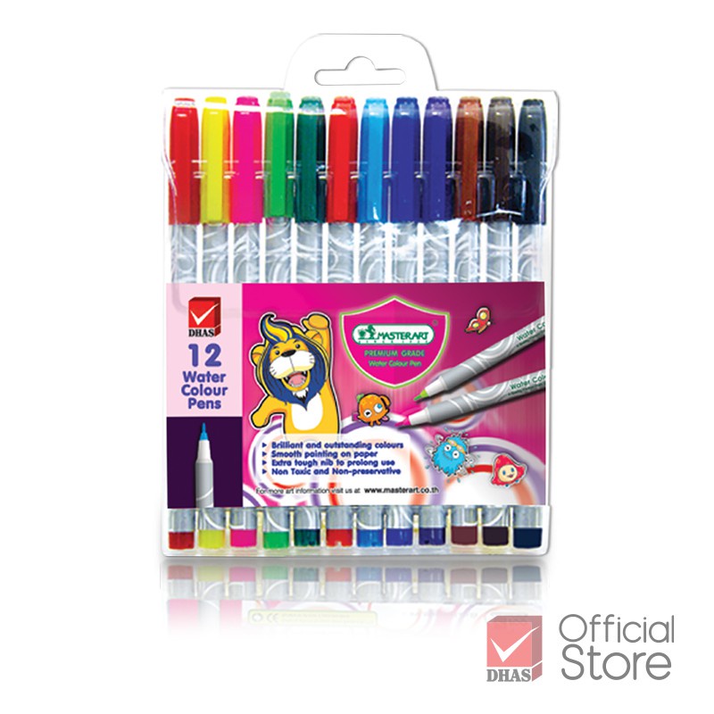 Bộ 12 bút lông màu nước, bút tô màu, bút vẽ cao cấp Master art (Thái Lan)