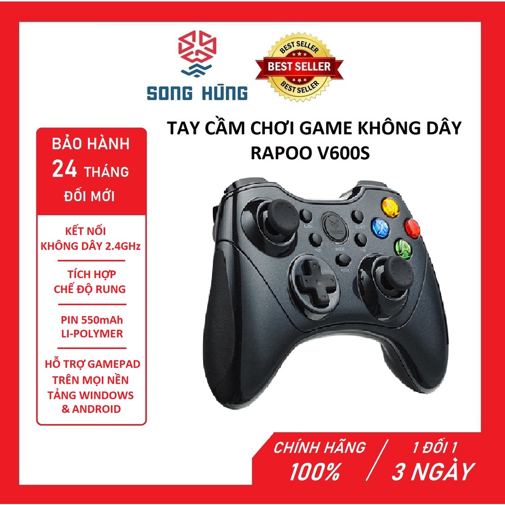  Tay cầm chơi game không dây Rapoo V600S - HÀNG CHÍNH HÃNG - BẢO HÀNH 24 THÁNG ĐỔI MỚI