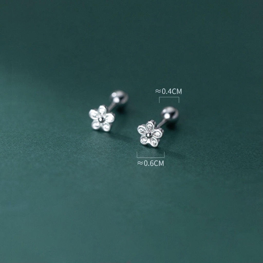 Khuyên Tai Bạc Nữ MIRASON Bông Mai 5 Cánh Chốt Bi Tinh Tế MBT223 - Bông Tai Nữ Bạc 925 Cao Cấp
