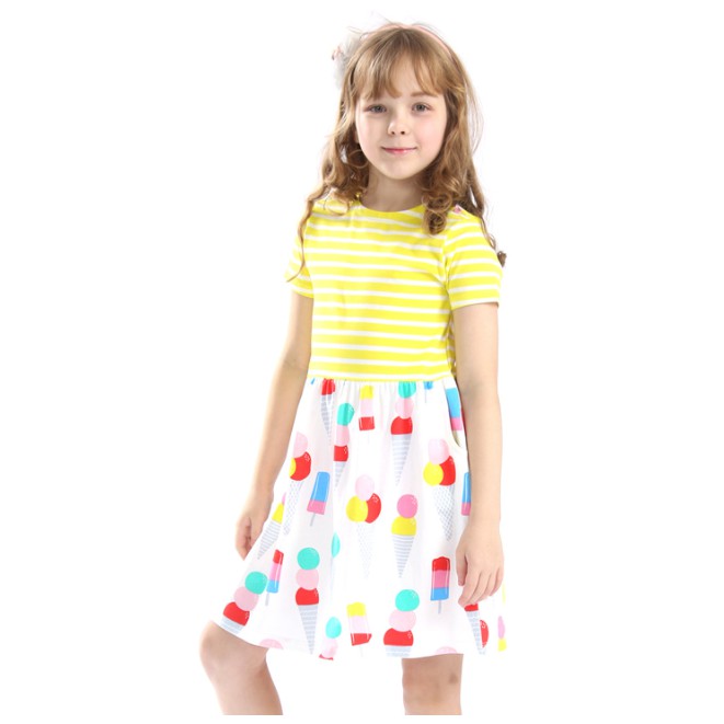 Váy cho bé gái cộc tay mùa hè chất cotton 100% mền mịn - Hãng 27kids